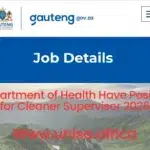 Department of Health Have Position for Cleaner Supervisor 2026 Department of Health