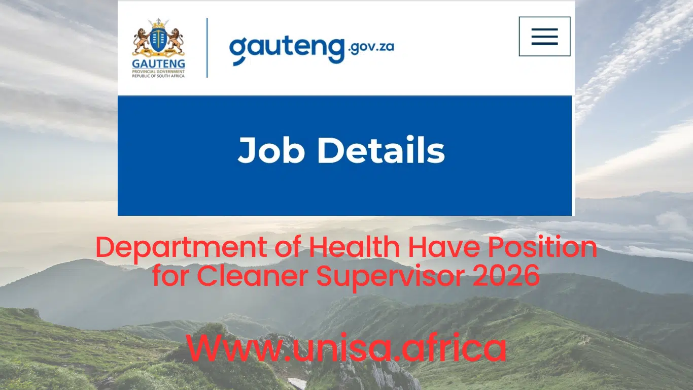 Department of Health Have Position for Cleaner Supervisor 2026